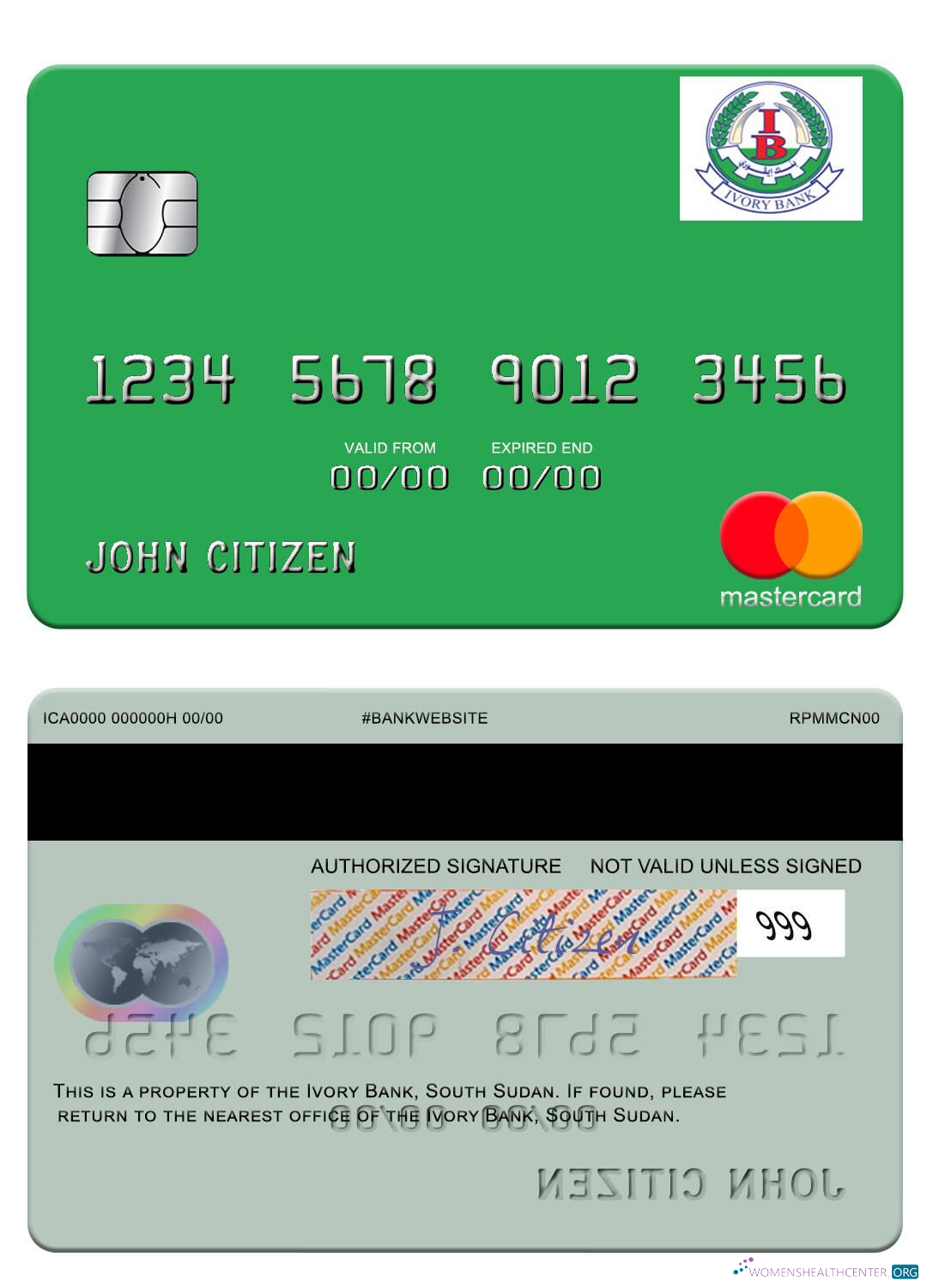 Download South Sudan Ivory Bank mastercard Photoshop template